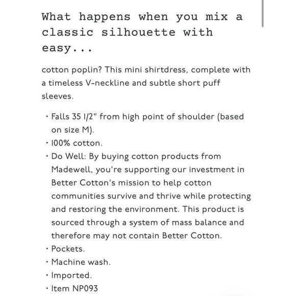 MADEWELL Mini Shift Dress Women Medium White V-Neck Lined Pockets NP093 - Picture 2 of 11